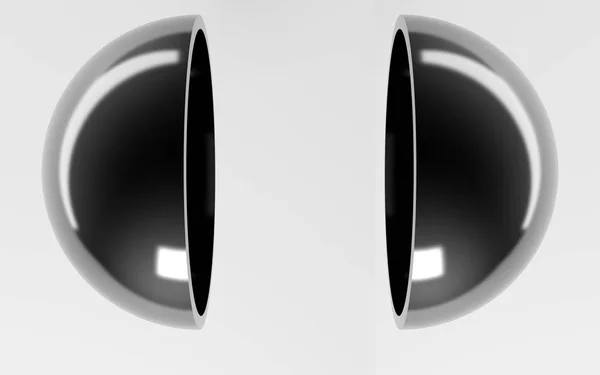 Beyaz bir stüdyonun içinde kesilen bir yarımkürenin 3D görüntüsü