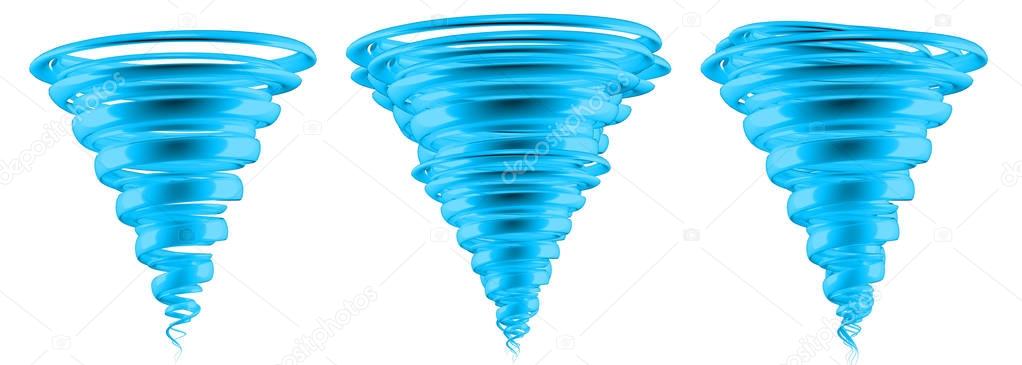 3d rendering of tornado with reflection isolated on white