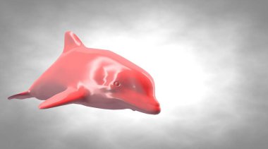 havada atlama bir yansıtıcı yunus 3D render