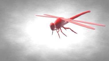 havada uçan bir yansıtıcı yusufçuk böcek 3D render