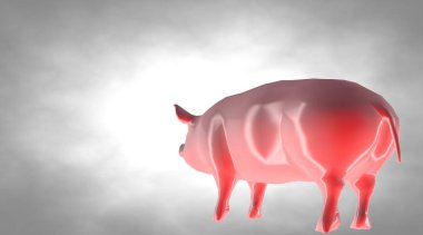 bir yansıtıcı şişko domuz hayvan arka plan üzerinde 3D render