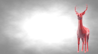 bir yansıtıcı geyik hayvan güzel boynuzları ile 3D render