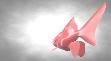 yüzgeçleri ile Yüzme bir yansıtıcı balık şekil 3D render