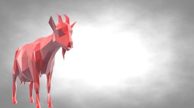 yansıtıcı keçi küçük boynuzları ile 3D render