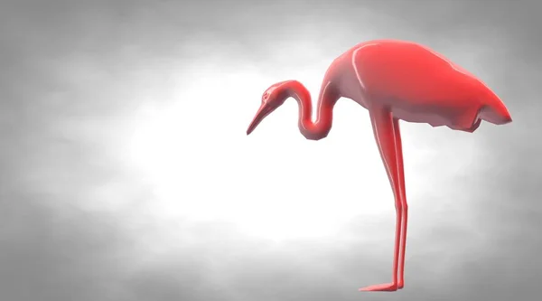 3D-rendering av en reflekterande fågel med långa ben — Stockfoto