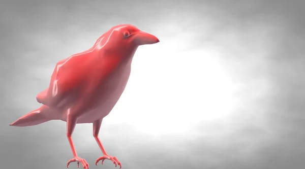 3D vykreslování pták stojící reflexní Vrána — Stock fotografie