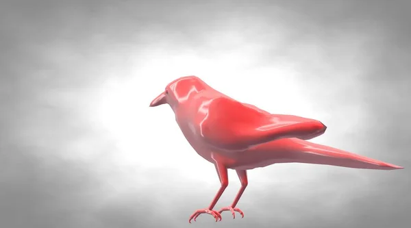 3D vykreslování pták stojící reflexní Vrána — Stock fotografie