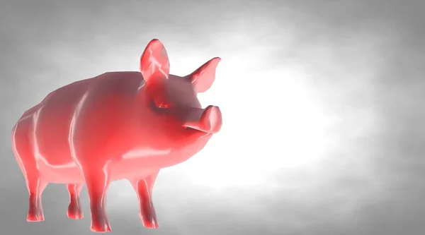 3d renderização de um porco gordo reflexivo em um fundo — Fotografia de Stock