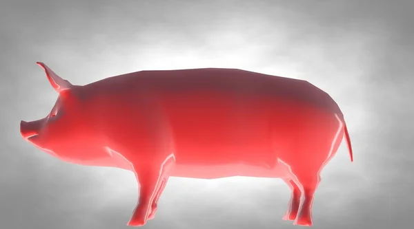 3d 渲染的背景上的反光的胖猪动物 — 图库照片
