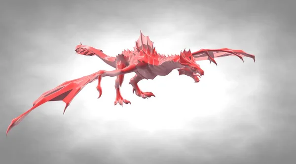 Representación 3d de un dragón volador grande de miedo con alas grandes — Foto de Stock