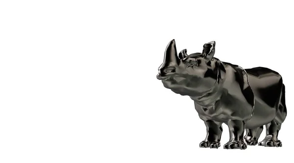 Τρισδιάστατη απεικόνιση του μια αντανακλαστική ιπποπόταμος ζώων και απομονωμένη σε ένα μόριο — Φωτογραφία Αρχείου