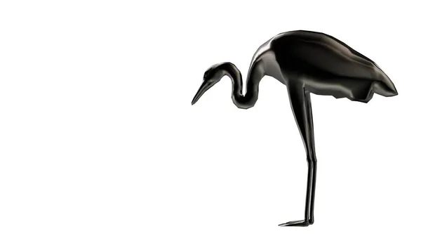 3D рендеринг отражающей птицы с длинными ногами — стоковое фото