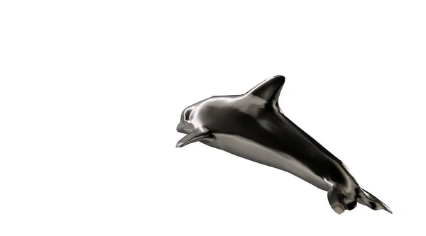 3d rendering of a reflective dolphine jumping in the air — Stock Photo, Image