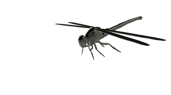 3D рендеринг отражающего насекомого стрекозы, летящего в воздухе — стоковое фото
