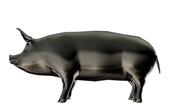 3d rendering of a reflective fat pig animal on a background — Stock Photo, Image