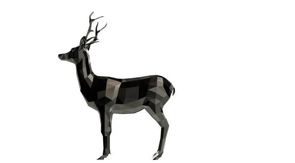 3D-weergave van een reflecterende herten dier met mooie horens — Stockfoto