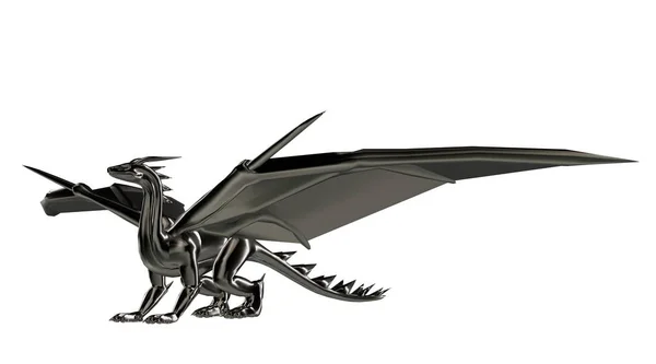 3D-weergave van een enge grote vliegende draak met grote vleugels — Stockfoto