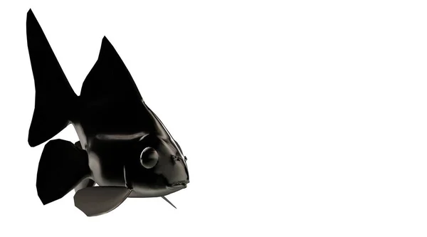 3D-rendering av en reflekterande fisk form simma med fenor — Stockfoto