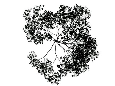 Beyaz arka plan üzerinde izole bir siluet ağacının 3D render