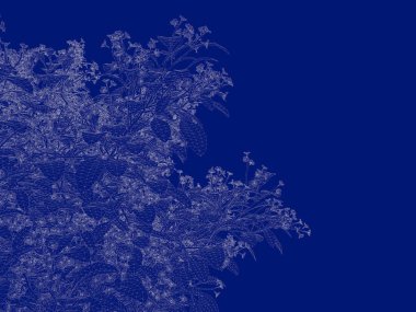 Seviyelendirilmiş ağacının bir 3B oluşturma blueprint üzerinde izole mavi arka