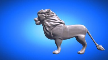 bir arka plan üzerinde yansıtıcı aslan 3D render