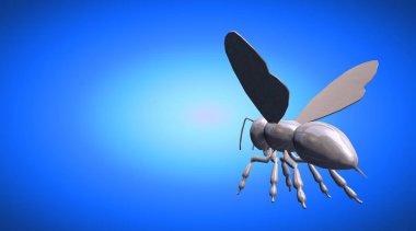 bir yansıtıcı arı böcek bir arka plan üzerinde 3D render