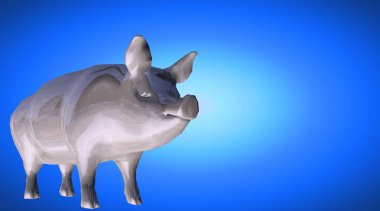 bir yansıtıcı şişko domuz hayvan arka plan üzerinde 3D render