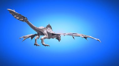 Büyük kanatları olan korkunç büyük uçan ejderha 3D render