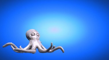 yansıtıcı bir ahtapot çok uzun el ile 3D render