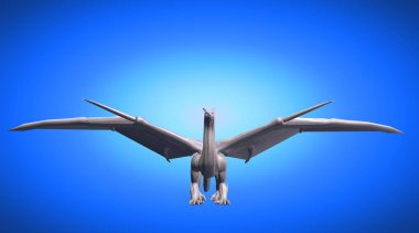 Büyük kanatları olan korkunç büyük uçan ejderha 3D render