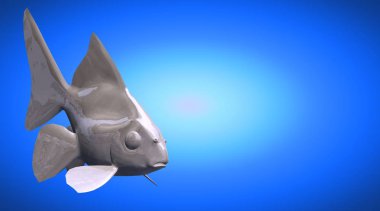 yüzgeçleri ile Yüzme bir yansıtıcı balık şekil 3D render