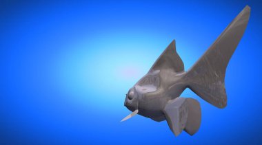 yüzgeçleri ile Yüzme bir yansıtıcı balık şekil 3D render