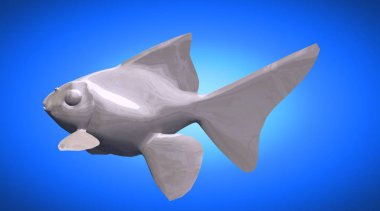 yüzgeçleri ile Yüzme bir yansıtıcı balık şekil 3D render