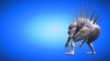 korkunç dikenli bir reflectivemonster şekil 3D render