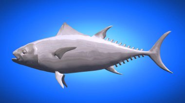 yüzgeçleri ile Yüzme bir yansıtıcı balık şekil 3D render
