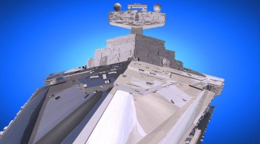 uçan ve detaylı uzay gemisinin 3D render