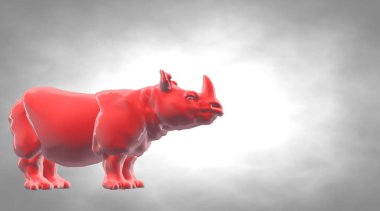 circual gradyan bir yansıtıcı hippo hayvan 3D render 