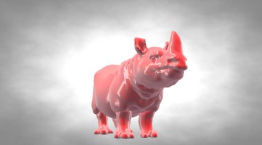 circual gradyan bir yansıtıcı hippo hayvan 3D render 