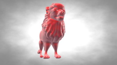 bir arka plan üzerinde yansıtıcı aslan 3D render
