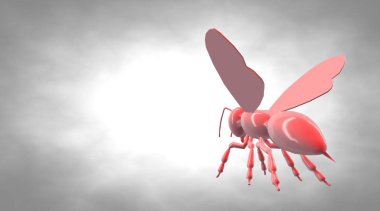 bir yansıtıcı arı böcek bir arka plan üzerinde 3D render