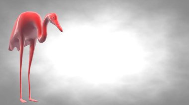 yansıtıcı bir kuş uzun bacaklar ile 3D render