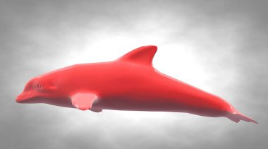 havada atlama bir yansıtıcı yunus 3D render