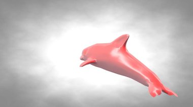 havada atlama bir yansıtıcı yunus 3D render