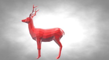 bir yansıtıcı geyik hayvan güzel boynuzları ile 3D render