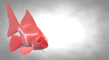 yüzgeçleri ile Yüzme bir yansıtıcı balık şekil 3D render