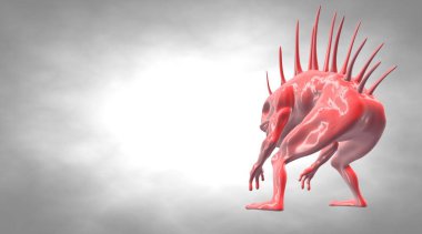 korkunç dikenli bir reflectivemonster şekil 3D render