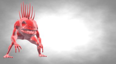 korkunç dikenli bir reflectivemonster şekil 3D render