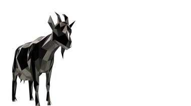 yansıtıcı keçi küçük boynuzları ile 3D render