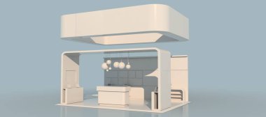Beyaz sergi tasarımı 3D render