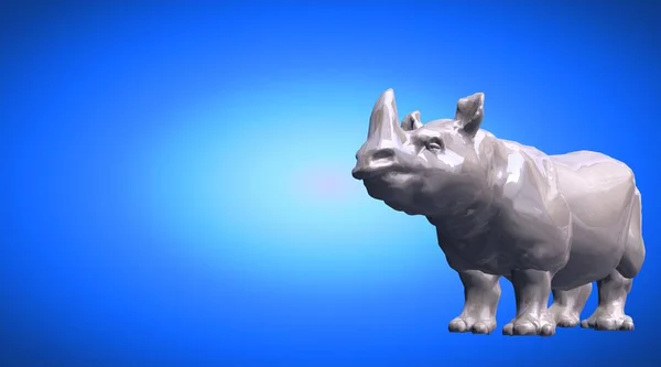 3d rendering of a hippo reflective on a blue gradient background — Stock Photo, Image